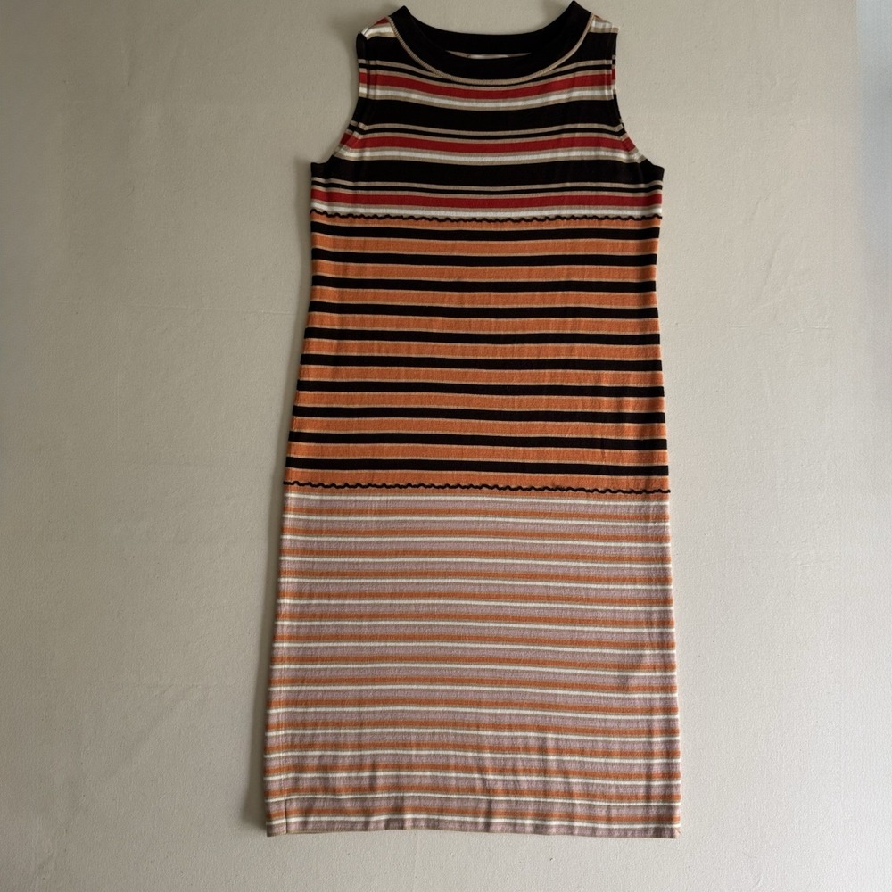 Marni x Uniqlo Striped Sleeveless Knit Midi Dress Size Large Lightweight Stretch